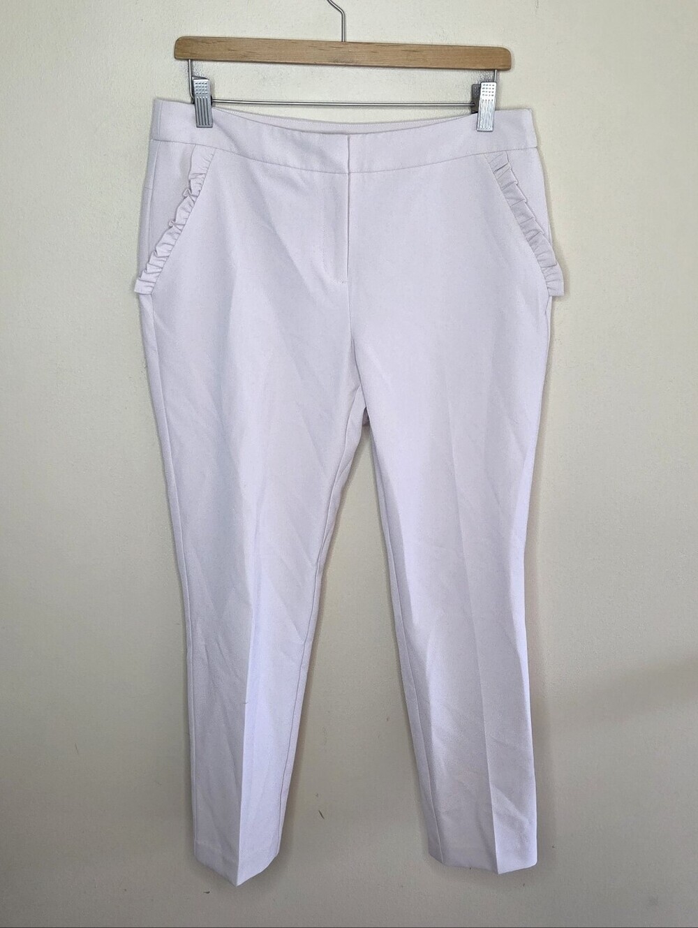 Adrianna Papell Ruffle Pocket Slim Straight Leg Cropped Dress Pants Size 8